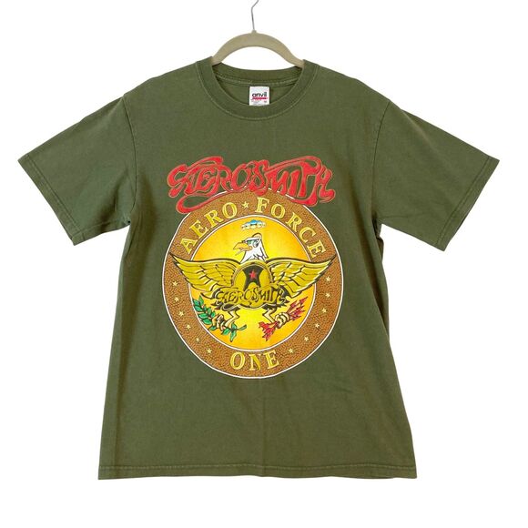 Anvil Other - VTG Aerosmith Aero Force One Concert Tee World Tour 1999 Unisex Medium Green